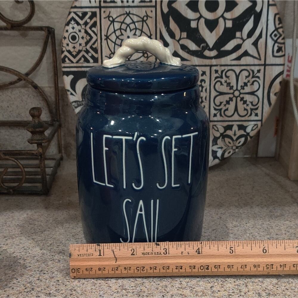 Rae Dunn Let's Set Sail Nautical Coastal Blue Cookie Jar Canister Beach Summer - Picture 6 of 12
